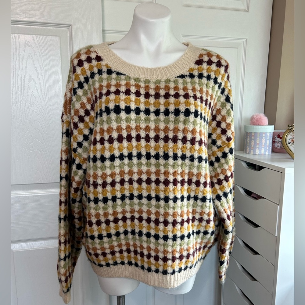 Blu Pepper Cozy Multicolor Patterned Sweater
